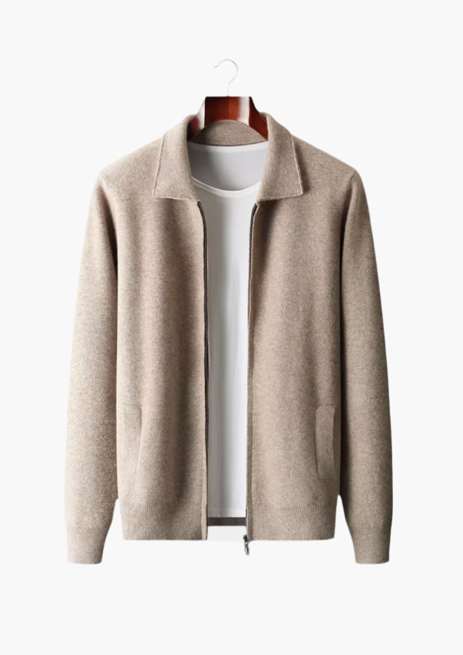 POLO-STRICKJACKE AUS EXTRA FEINER MERINOWOLLE MIT REISSVERSCHLUSS