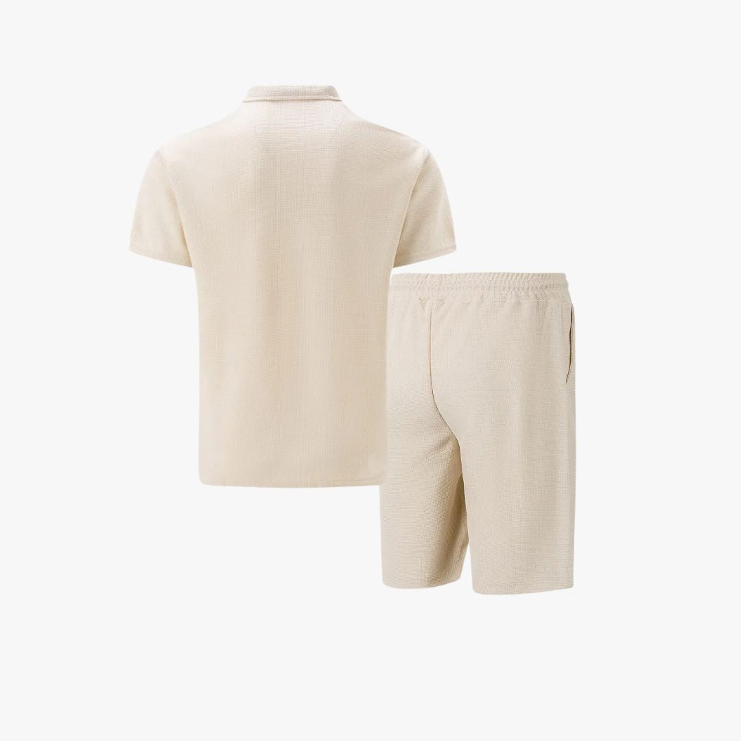 IBIZA Kombi-Set – Polohemd mit Reißverschlusskragen & weiche Strickshorts