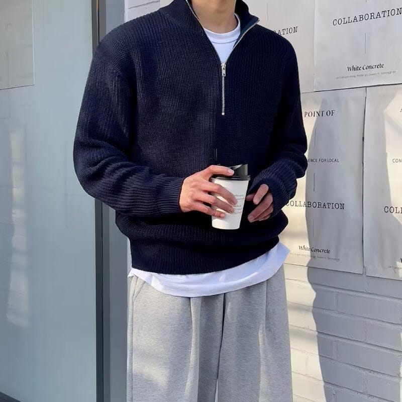 JEONJU Pullover mit halbem Reißverschluss